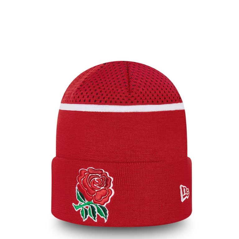 Gorras New Era Beanies Rojos - England Rugby Enginee Fit Knit Hat 02976YWNV